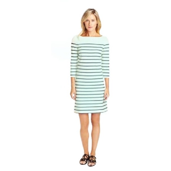 J. McLaughlin Sylvie Dress NWT Blue Glass & Navy French Stripe Size XL - Picture 1 of 11
